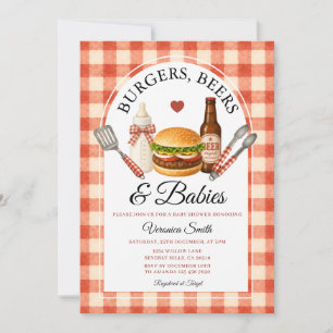Burgers, Beers & Babies Baby Shower BBQ Hinterhof Einladung