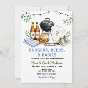 Burgers, Beers & Babies Co-Ed-Baby-Party  Einladung