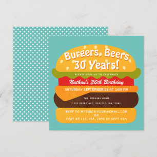 Burgers, Bières Invitation Anniversaire