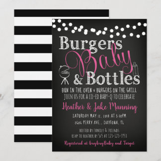 Burgers Bouteilles Roses, Invitation Baby shower F