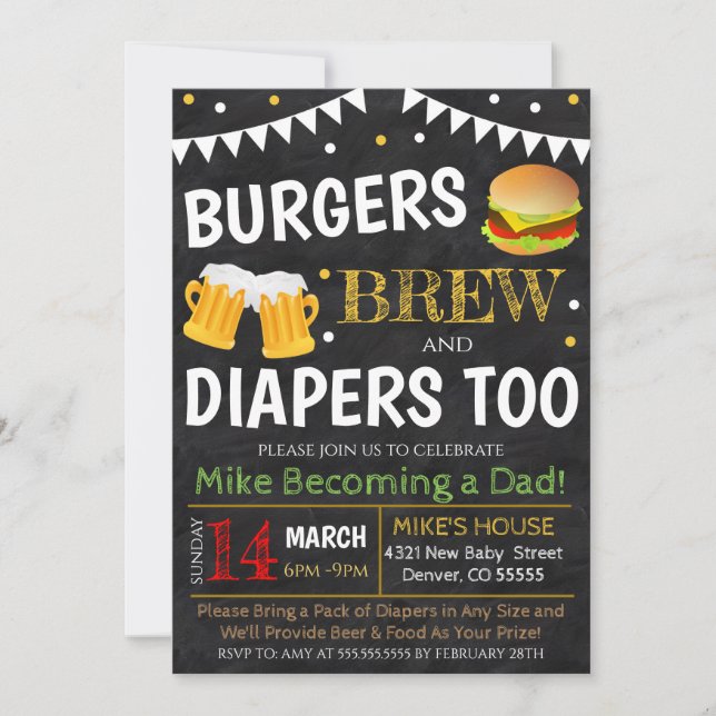 Burgers et invitation au Baby shower de la bière (Devant)
