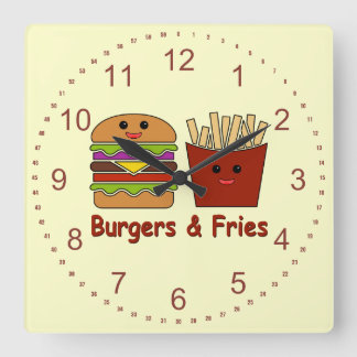 Burgers & Fries Quadratische Wanduhr