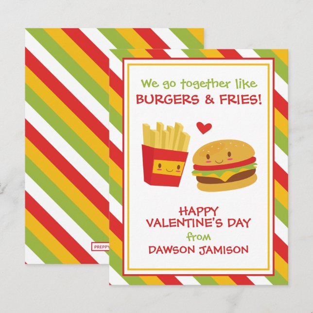 Burgers & Fries Valentine's Cards Postkarte (Vorne/Hinten)