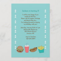 Burgers Hot Dogs et Fries Invitation