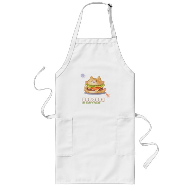 Burgers My Happy Place Lange Schürze (Vorne)