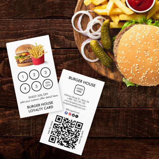 Burgers Restaurant QR Code Minimal Treuekarte (Von Creator hochgeladen)