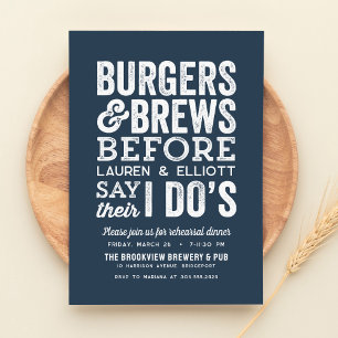 Burgers und Bier vor der Marineprobe von I Do Einladung