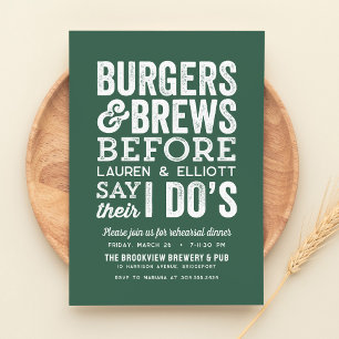 Burgers und Biere vor der grünen Hochzeitsfeier Einladung