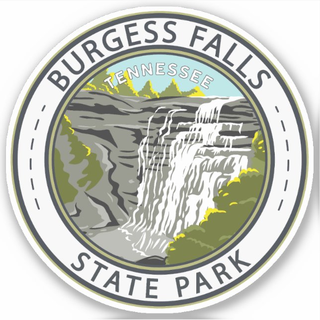 Burgess Falls Staat Park Tennessee Abzeichen Aufkleber (Vorderseite)