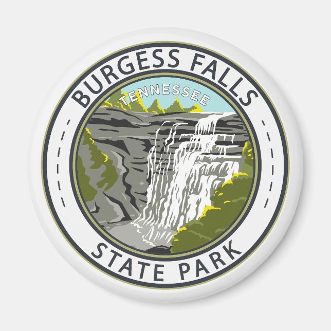 Burgess Falls Staat Park Tennessee Abzeichen Magnet (Vorne)