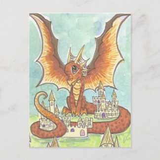 Burggarten niedlicher Cartoon Dragon Fantasy Kunst Postkarte