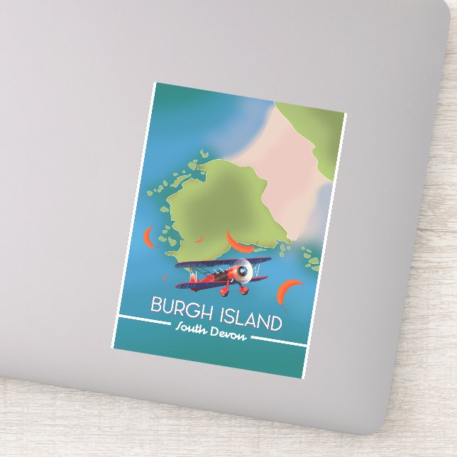 Burgh Island Devon Reiseplan Aufkleber (Detail)