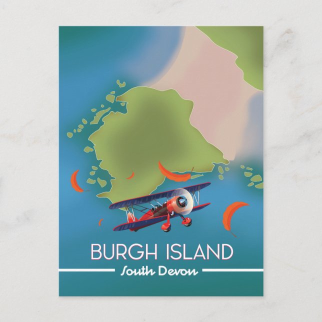 Burgh Island Devon Reiseplan Postkarte (Vorderseite)