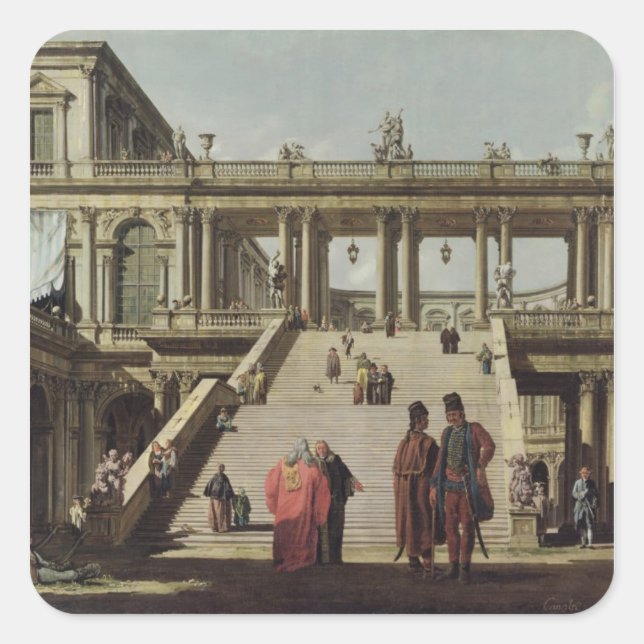 Burghof, 1762 quadratischer aufkleber (Vorderseite)