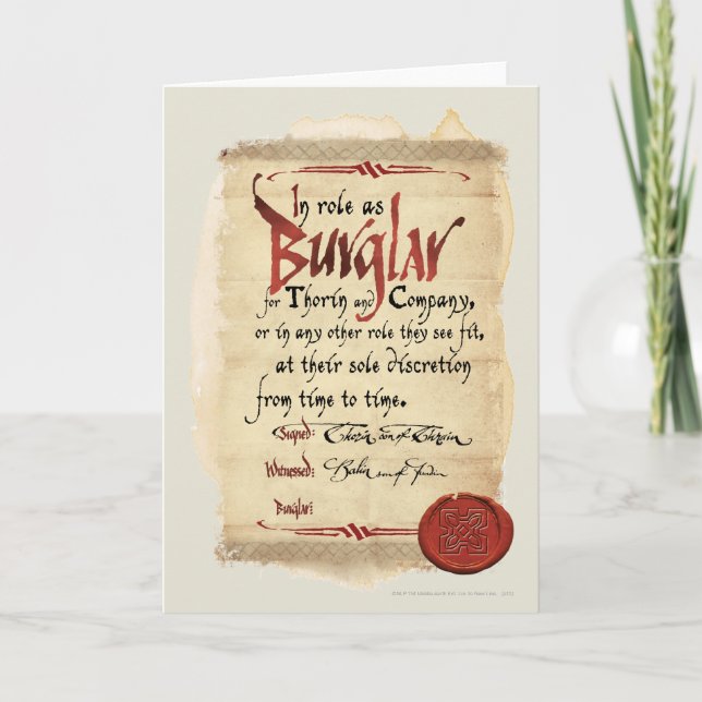 Burglar-Vertrag Karte (Vorderseite)