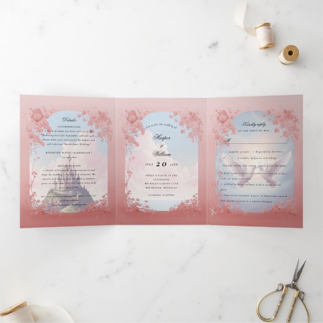 Burgmärchen-Buch Tri-Fold Wedding Dreifach Gefaltete Einladung (Innenseite)