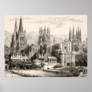 Burgos-Kathedralen-Spanien-Schloss-gotischer Helm Poster