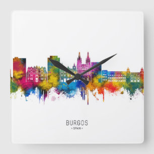 Burgos Spanien Skyline Quadratische Wanduhr