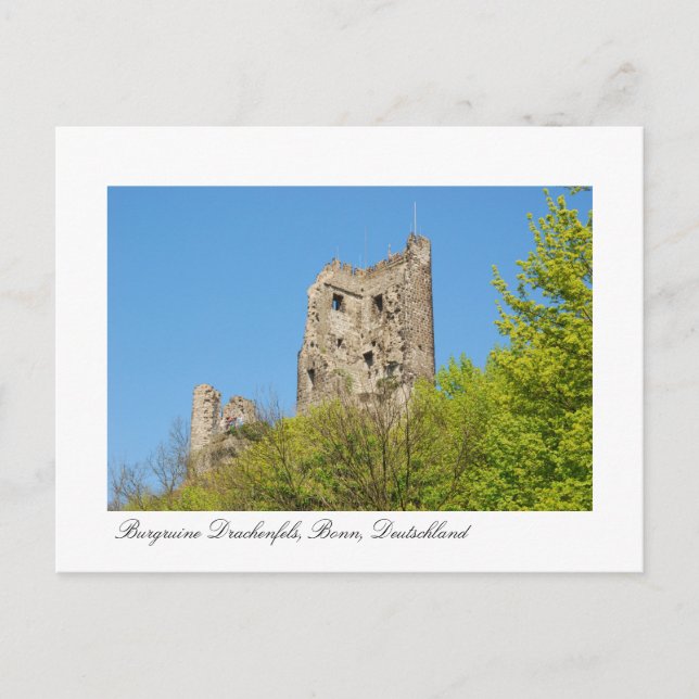 Burgruine Drachenfels, Bonn, Deutschland Postkarte (Vorderseite)