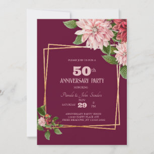 Burgund 50 Jahre Geburtstag Hochzeit Einladung