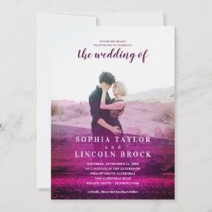 Burgund abstraktes Overlay-Foto Hochzeit Einladung