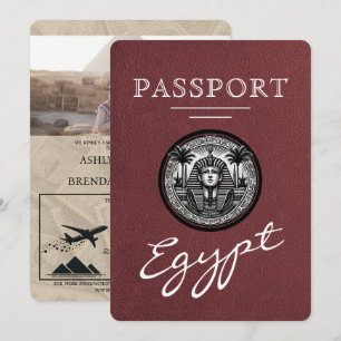 Burgund Ägypten Reisepass Hochzeitseinladung Einladung