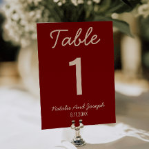 Burgund Altgeld Whimsical Hochzeitstisch Nummer
