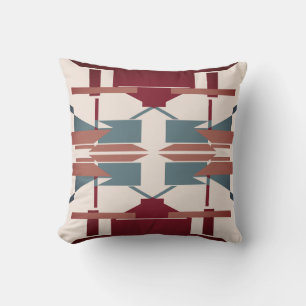 Burgund Aquamarin Pink Tan Südwest Look Mosaik Kissen