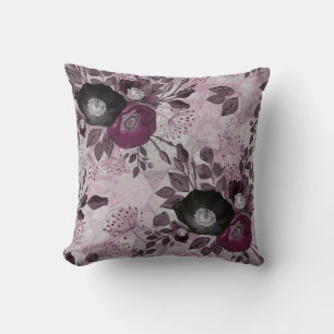 Burgund Aquarell Blume. Kissen