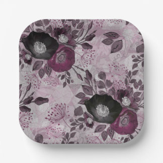 Burgund Aquarell Blume. Pappteller