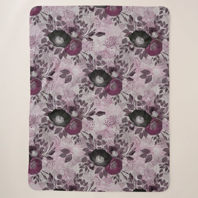 Burgund Aquarell Blume. Sherpadecke (Vorderseite)