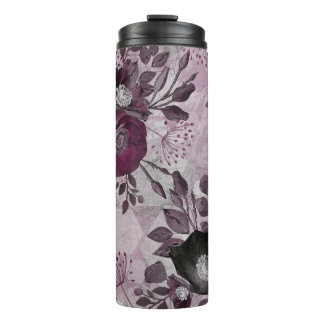 Burgund Aquarell Blume. Thermosbecher