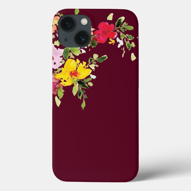 Burgund Aquarellblumen Blume stilvoll Case-Mate iPhone Hülle (Rückseite)