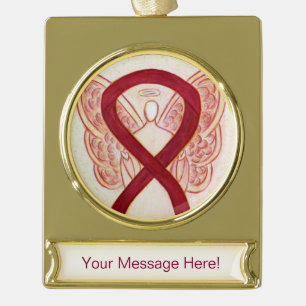 Burgund Awareness Ribbon Angel Art Ornament