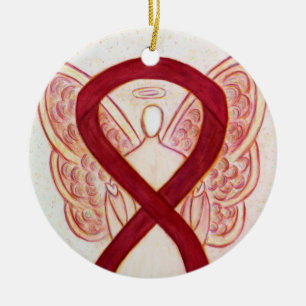 Burgund Awareness Ribbon Angel Art Ornamente
