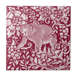 Burgund Bärenwald Tier Flora  Fliese