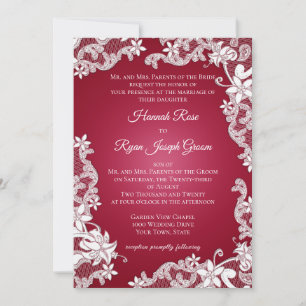 Burgund Baroque Lacy Floral Einladung