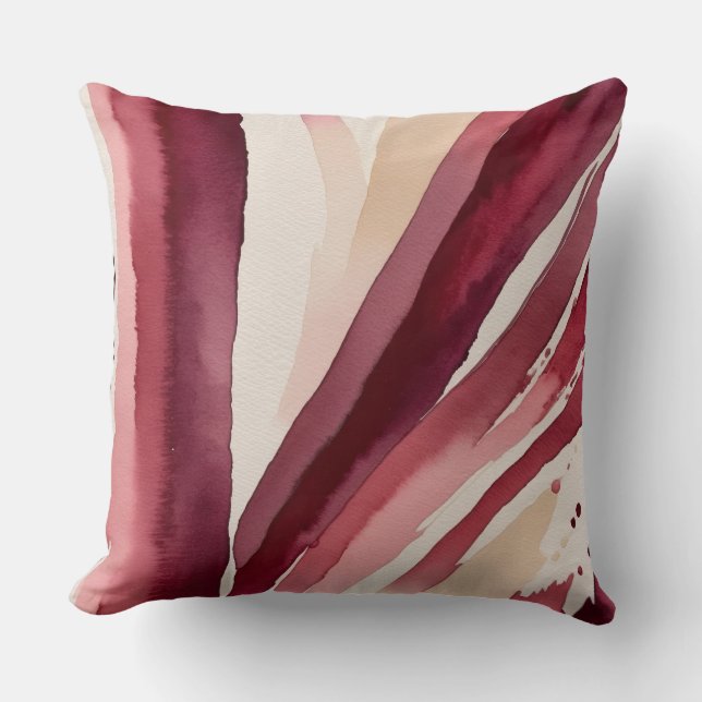 Burgund, beige und weiß abstrakt kissen (Vorderseite)
