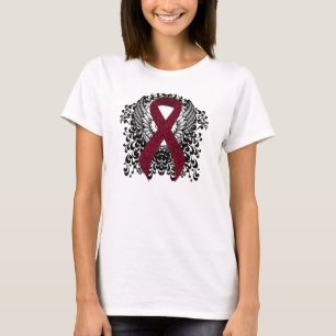 Burgund-Bewusstseinsband mit Flügeln T-Shirt