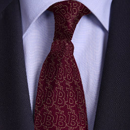 Burgund Bitcoin Symbol Kontur Muster Krawatte