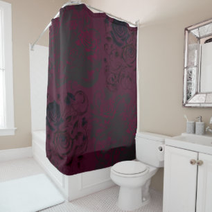 Burgund & Black Dark Garden Gothic Glam Duschvorhang