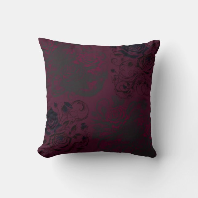 Burgund & Black Dark Garden Gothic Glam Kissen (Vorderseite)