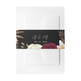 Burgund Black Floral Wedding Bly Band