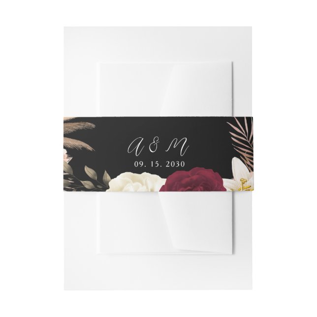 Burgund Black Floral Wedding Bly Band (Vorderseite Beispiel)