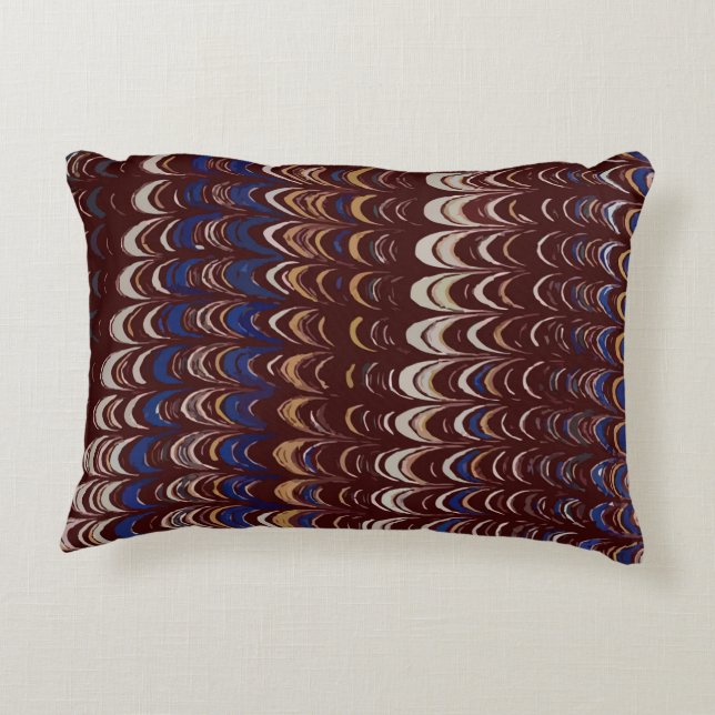 Burgund, Blau und Weiß-Wavy-Muster    Dekokissen (Rückseite)
