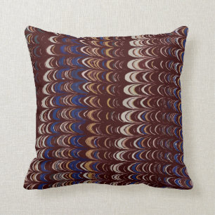 Burgund, Blau und Weiß-Wavy-Muster Kissen