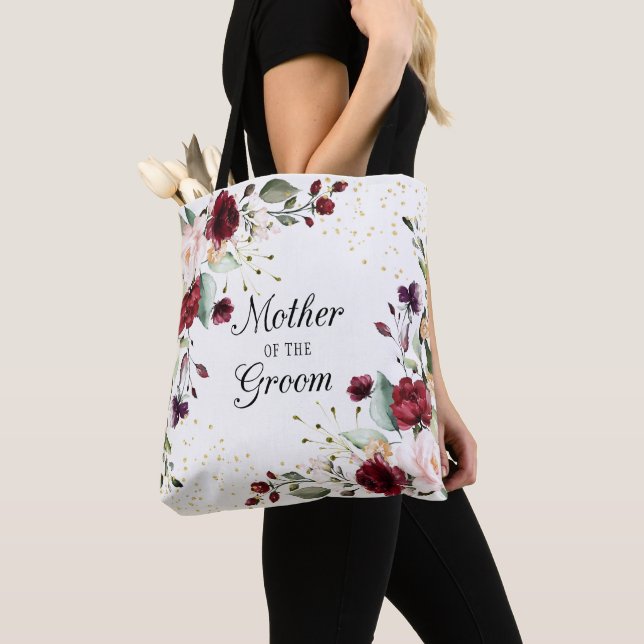 Burgund Bliss Mutter des Grooms Mit Monogramm Tasche (Von Nahem)