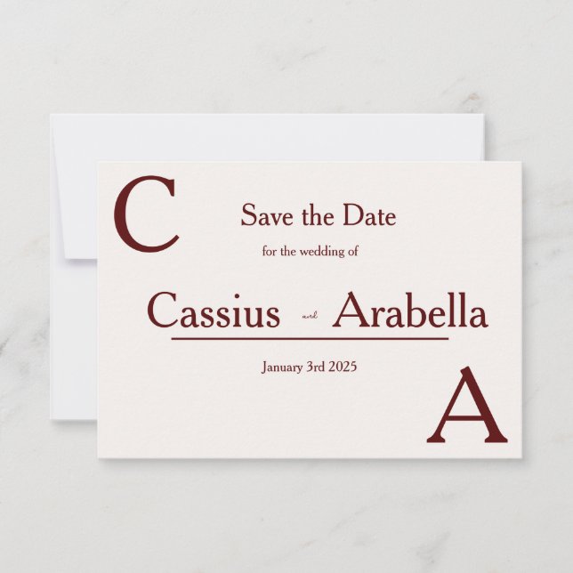 Burgund Bliss: Version 1 Save the Date (Vorderseite)