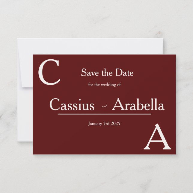 Burgund Bliss: Version 2 Save the Date (Vorderseite)