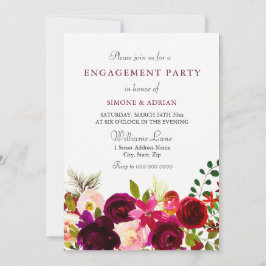 Burgund Blume Bläserne Elegante Engagement Partei Einladung
